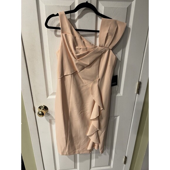 Marina Dress Womens Sz 8 Pink Asymmetrical Sheath Ruffle Romantic feminine New - Picture 13 of 13